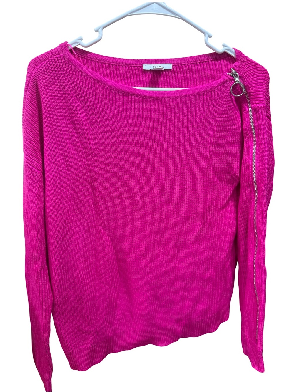 Bar III Fuchsia Pink Scoop Neck Sweater with Side Zipper
